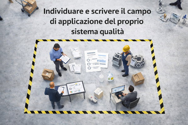 Definire il campo di applicazione di un sistema qualità progettato secondo la ISO 9001