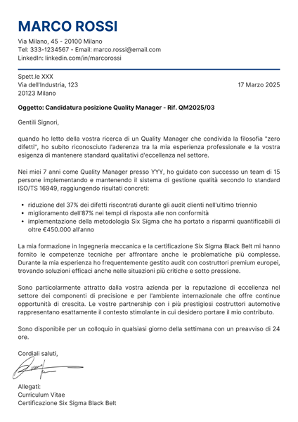 La cover letter perfetta
