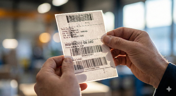 Due mani che tengono un'etichetta