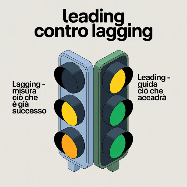 Indicatori leading vs lagging - visualizzazione con semafori