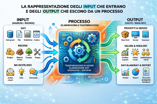 Rappresentazione degli input e degli output di un processo