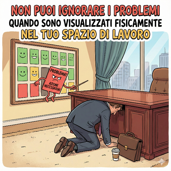 Esempio di board Kamishibai con carte rosse e verdi