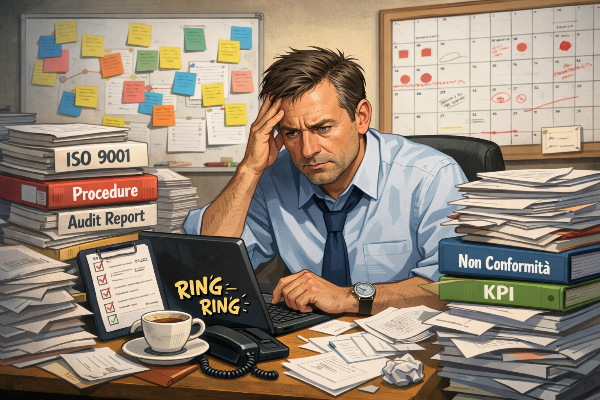 Quality manager sommerso da documenti ISO 9001, audit report e KPI: il paradosso di chi deve occuparsi di tutto con le stesse risorse