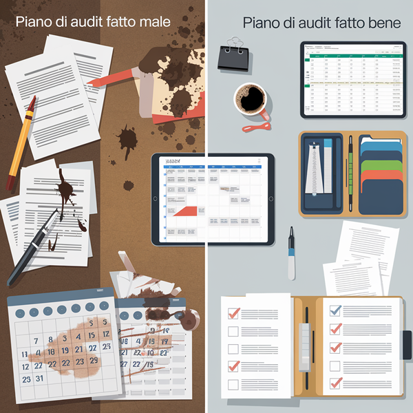 un confronto tra un piano di audit interni scritto bene e uno scritto male