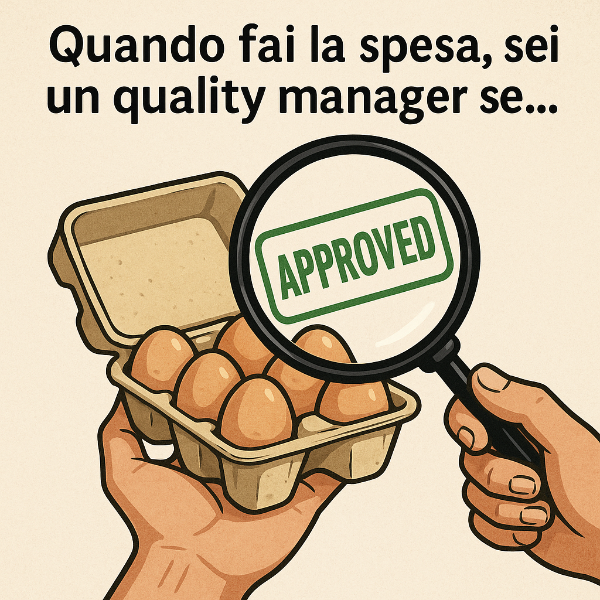 Illustrazione divertente di un controllo qualità quotidiano sulle uova